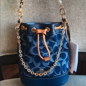 Coach Mini Bucket Bag In Signature Denim